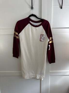 Old Navy Girls XL (14) Fleece Raglan Sweatshirt Dress Peace Sign White Maroon